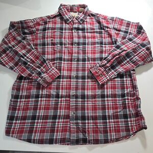 Red Head Brand Co Mens XL Red Black Plaid Flannel Button Down Shirt Cotton L/S